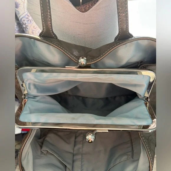 Olive Green Coach Signature Stitch Kisslock Shoulder Bag F15658 - Picture 8 of 11